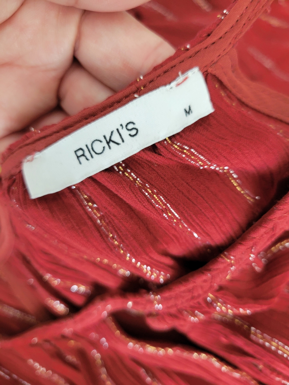Ricki's Rust Red Metallic-Striped Maxi Dress - Picture 2 of 4